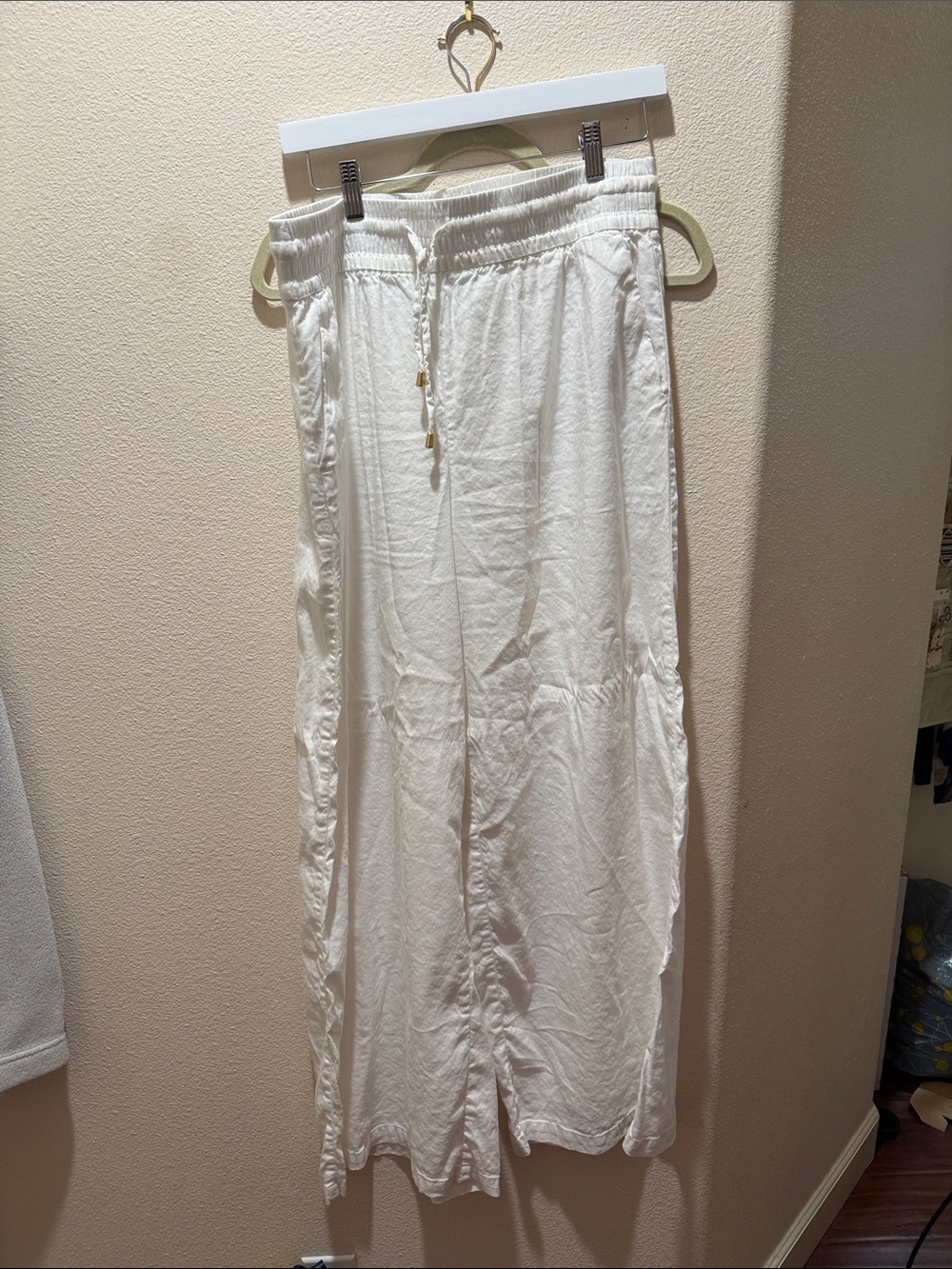 Inc women’s wide leg Lightweight White Drawstring Beach Pants